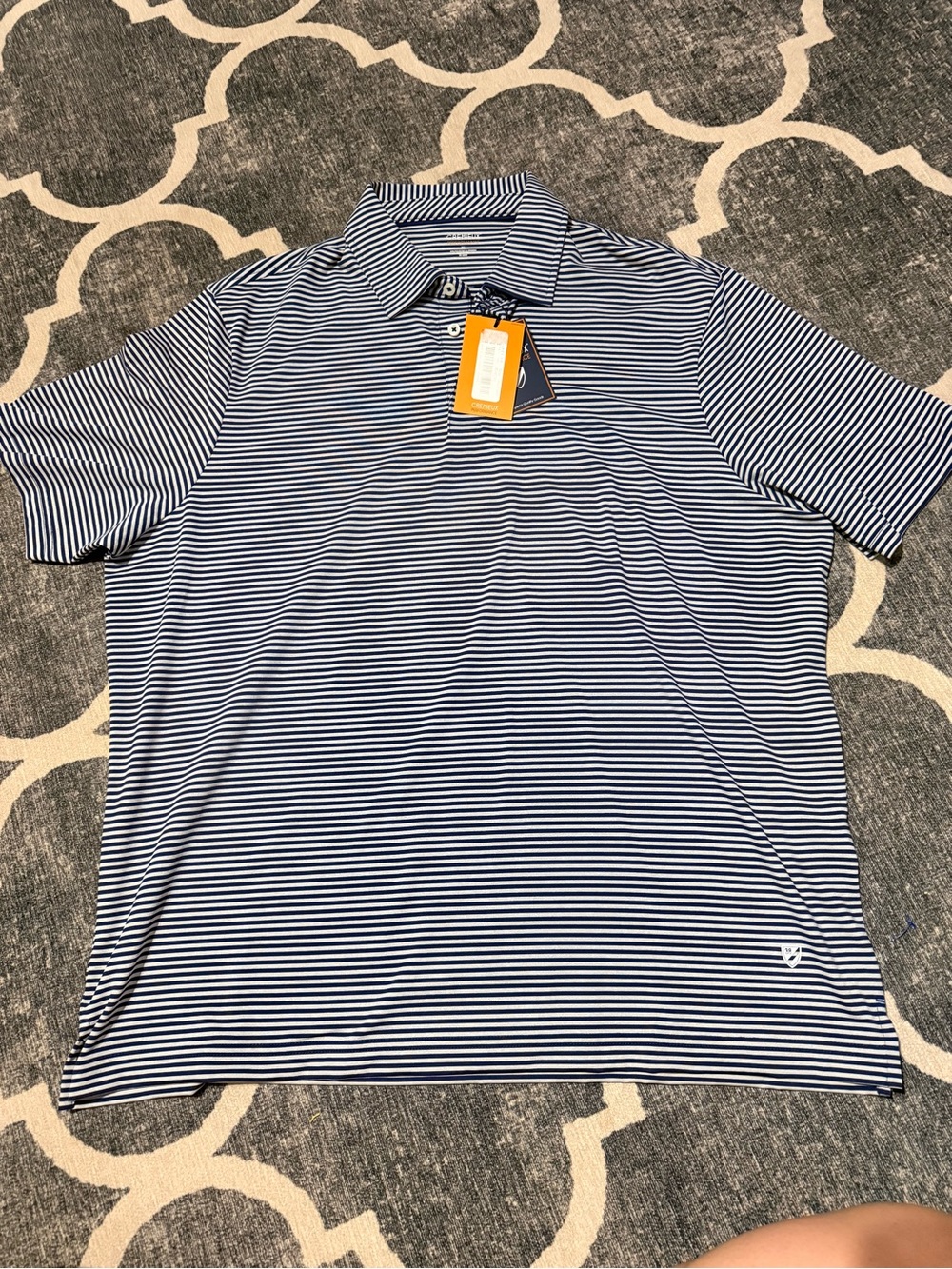 Men's Blue Striped Performance Golf Polo xl